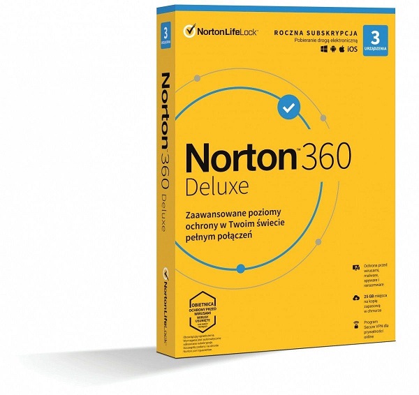 NORTON 360 Deluxe 25GB PL 1 użytkownik, 3 urządzenia, 1 rok - kupic w sklepie internetowym Kupsoft